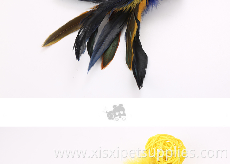 2019 wholesale Eco-friendly Interactive Cat Toys ring rattan Balls With Feather Kitten Accessories